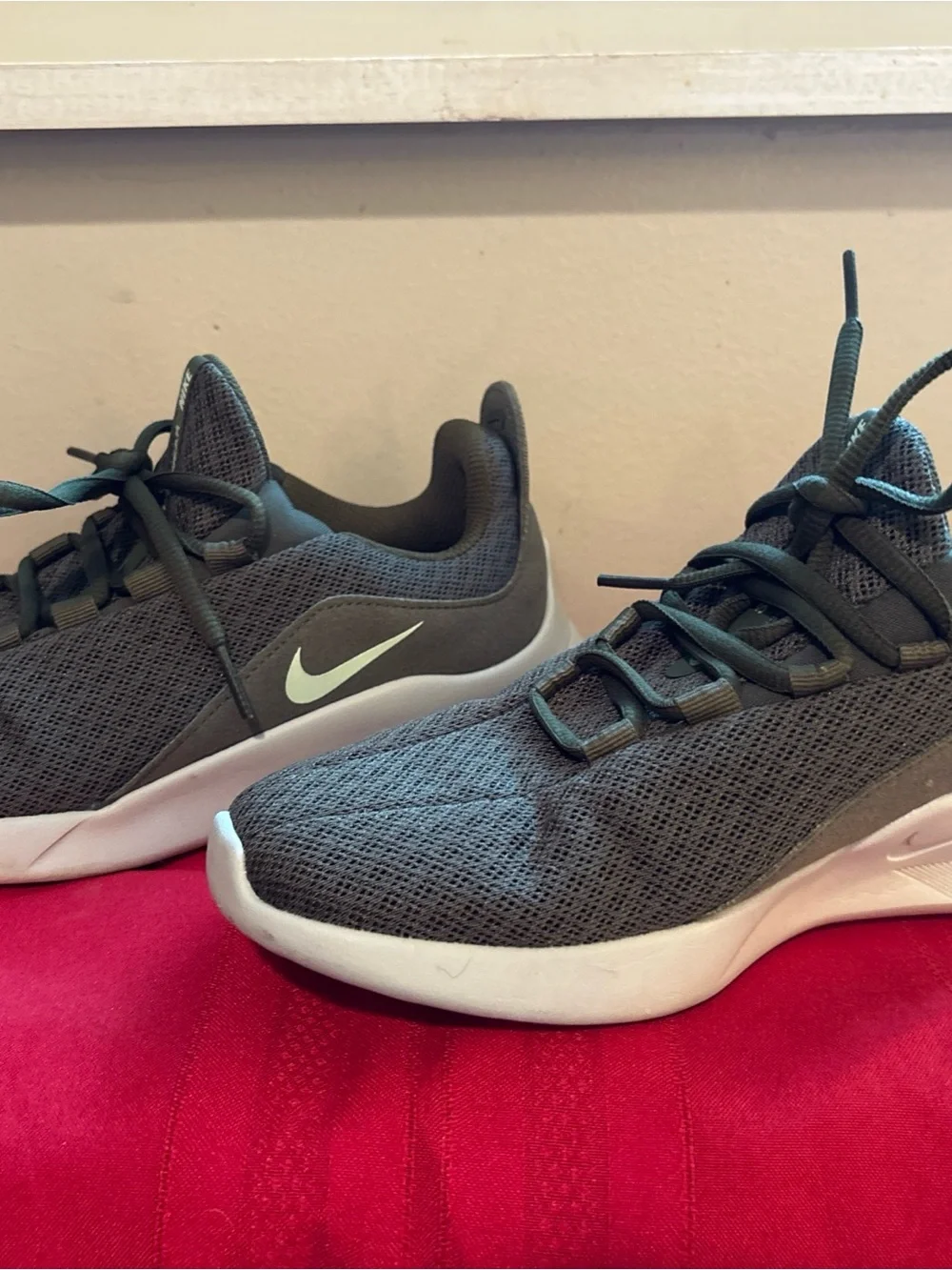 Nike olive green  Mesh Sneakers with White Sole